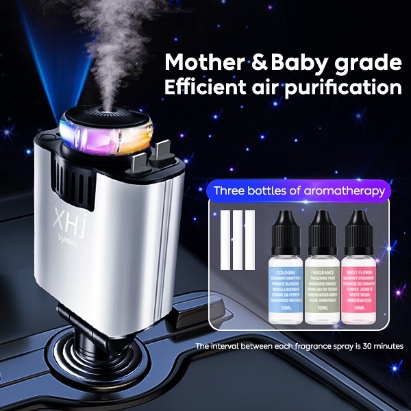 Retractable Car Charger with Air Freshener Diffuser & Star Lights