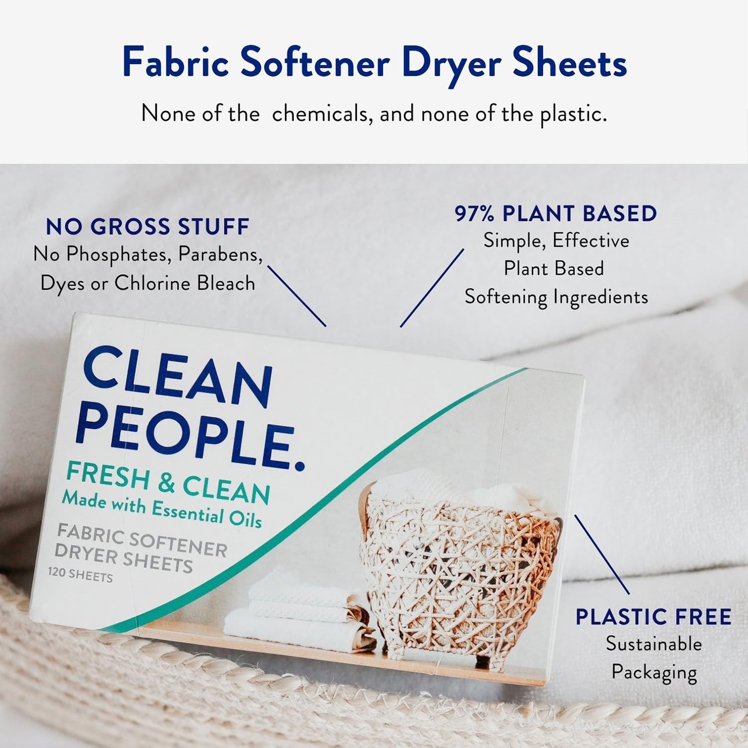 The Clean People Fabric Softener Sheets – Dryer 120 Count (Pack of 1)