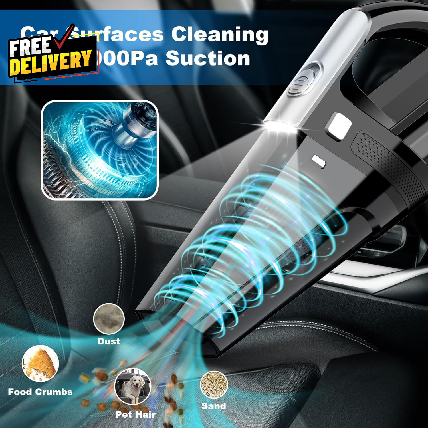 Car Vacuum Portable Vacuum Cleaner with Powerful 7000PA Suction DC 12V …….