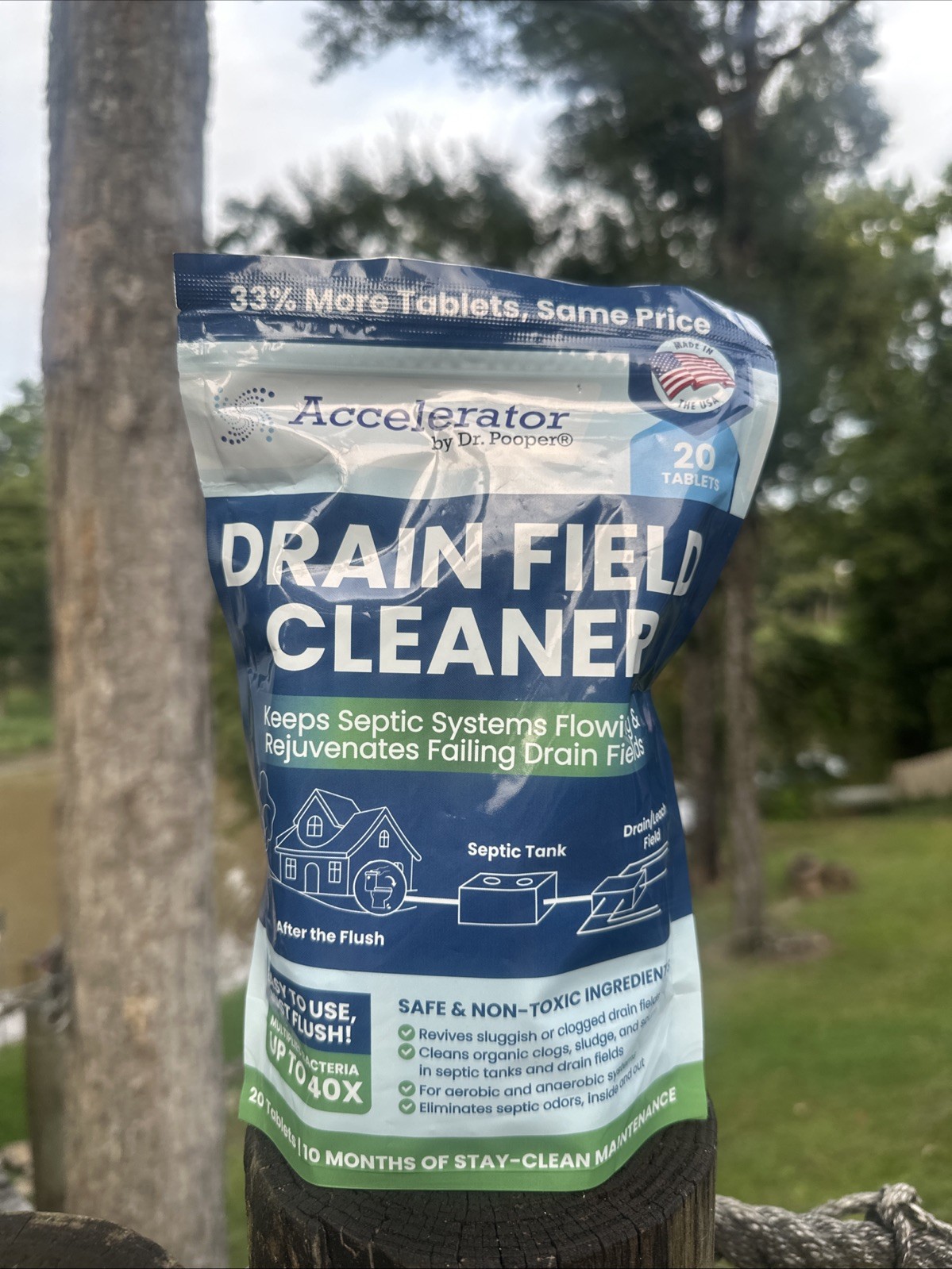 Accelerator by Dr. Pooper Drain Field Cleaner Tablets (20 Count) – Septic Tank H