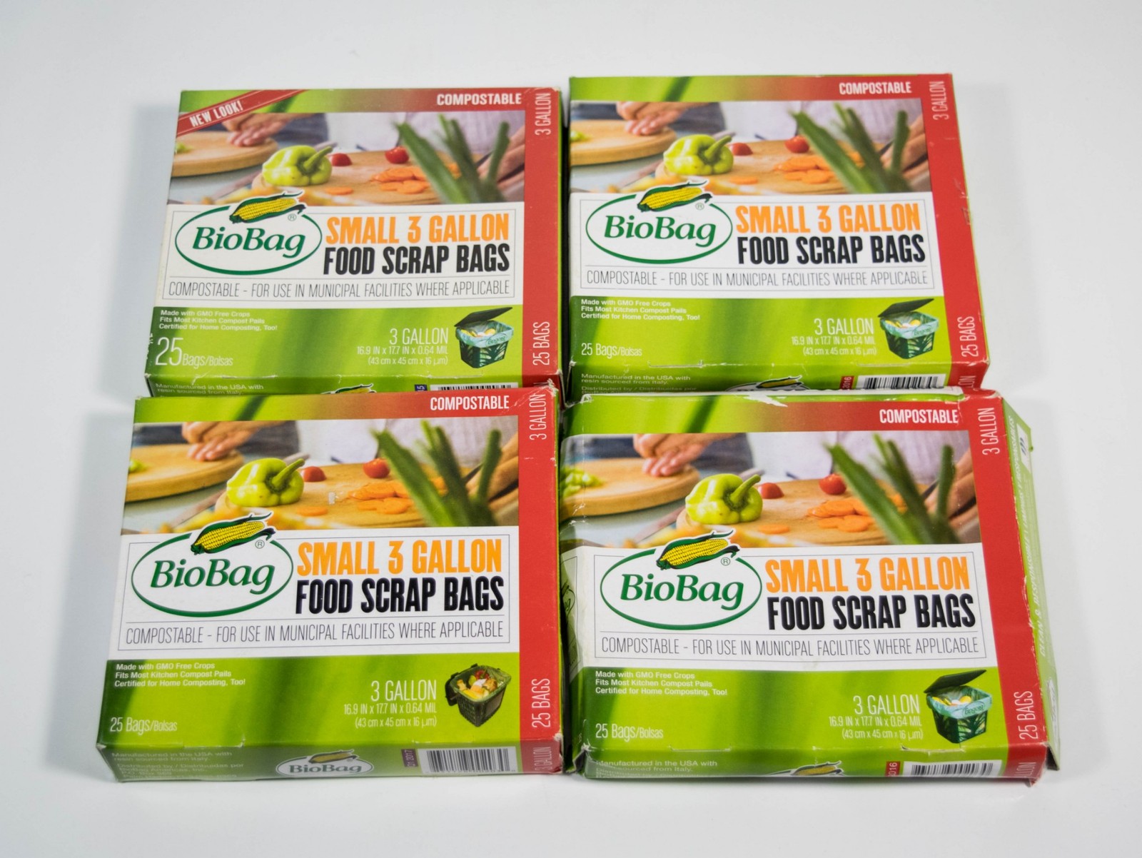 4 BioBag Small 3 Gallon Food Scrap Compostable Made with NON GMO Crops 100 Bags