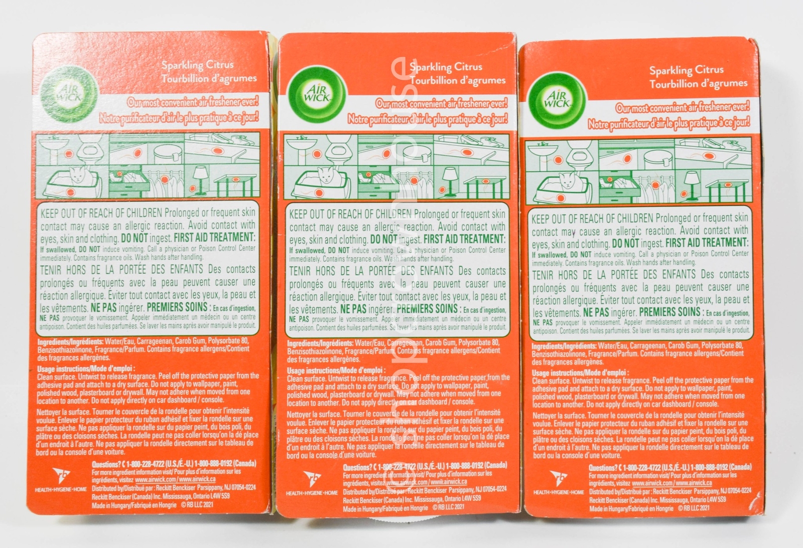 3 Packs of Air Wick Stick Ups Air Freshener – SPARKLING CITRUS = 6 pucks