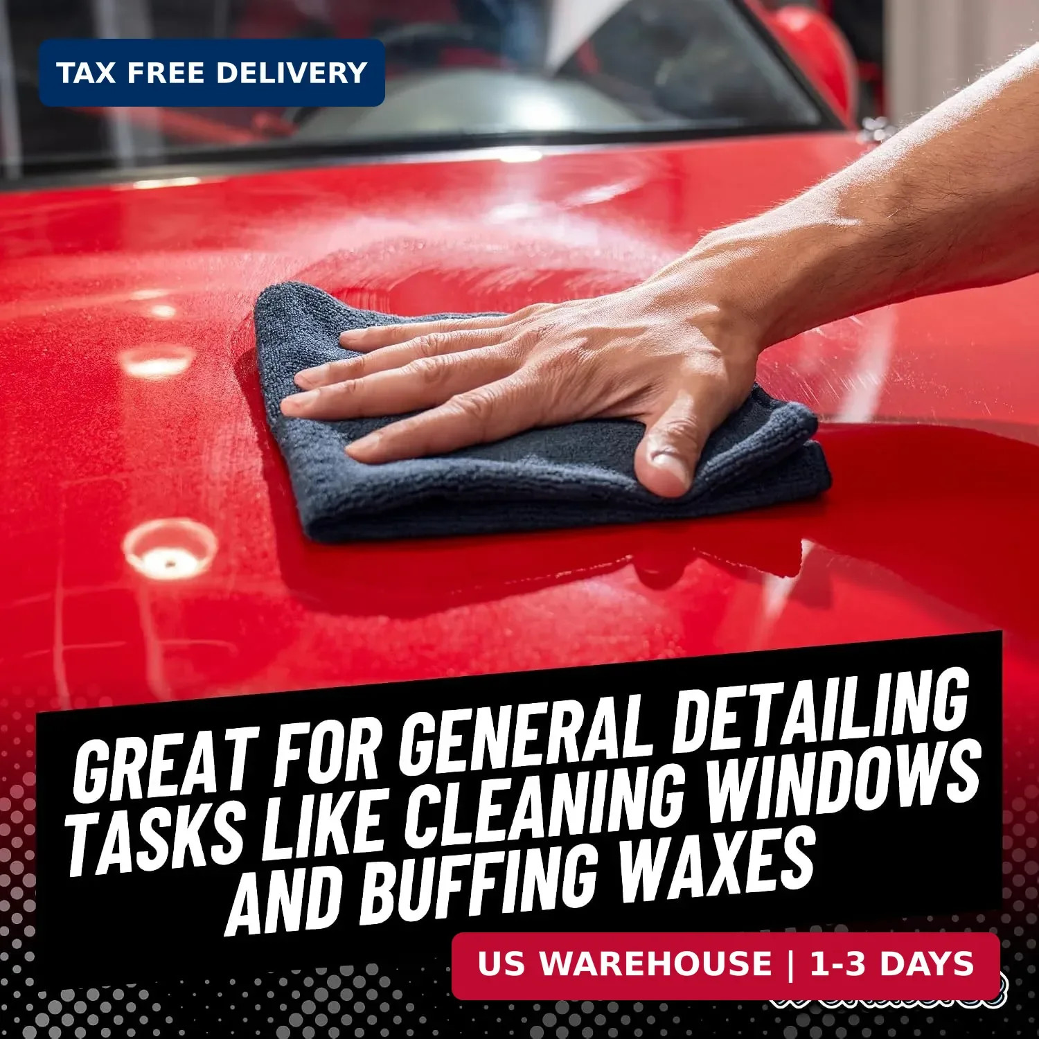 Chemical Guys, Workhorse Plush Microfiber Towels, 16 x 16 in, Black, 3 Pack | Pl