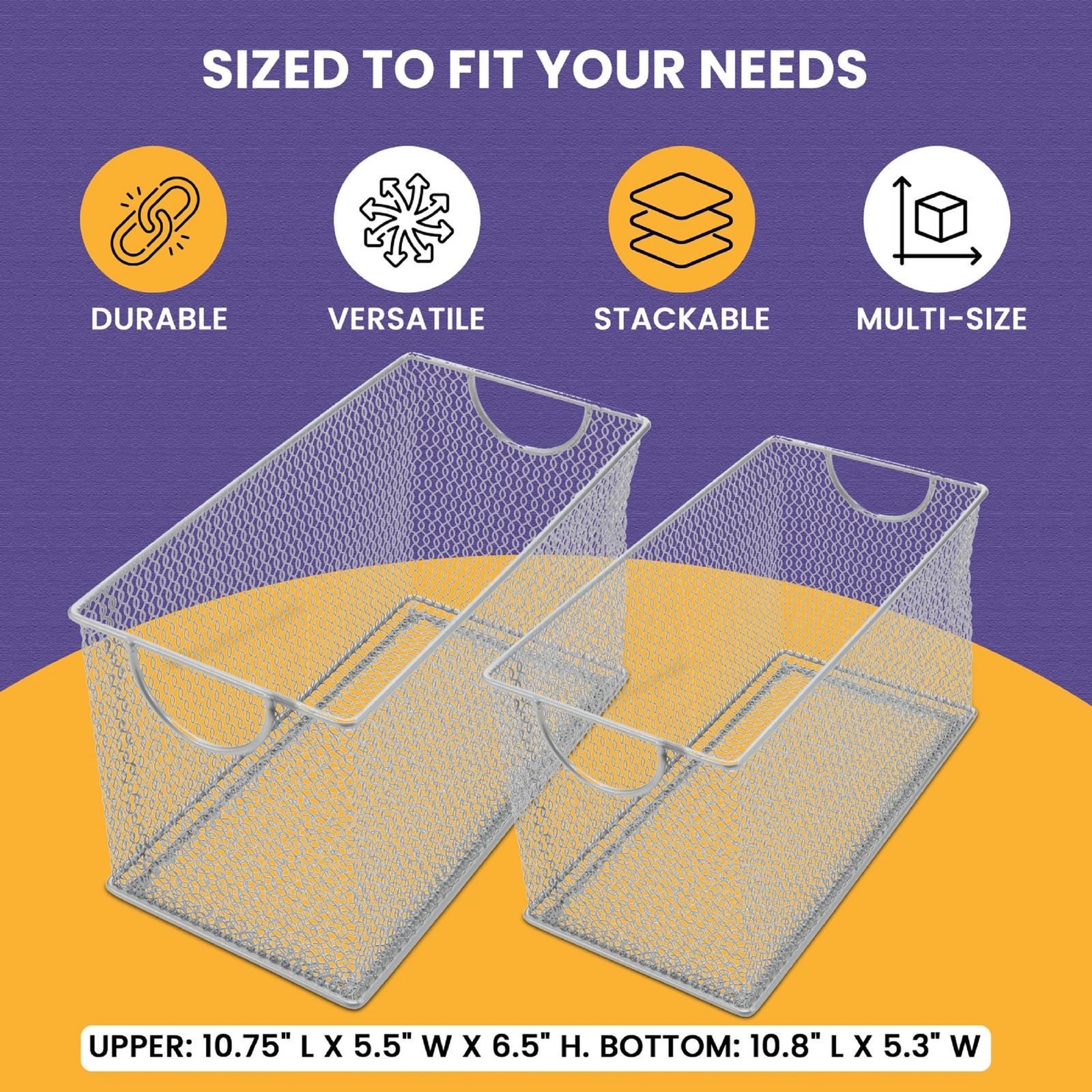Mesh Storage Box 7.75×4.3×4.3 Silver – Stainless Steel for Organizing Office