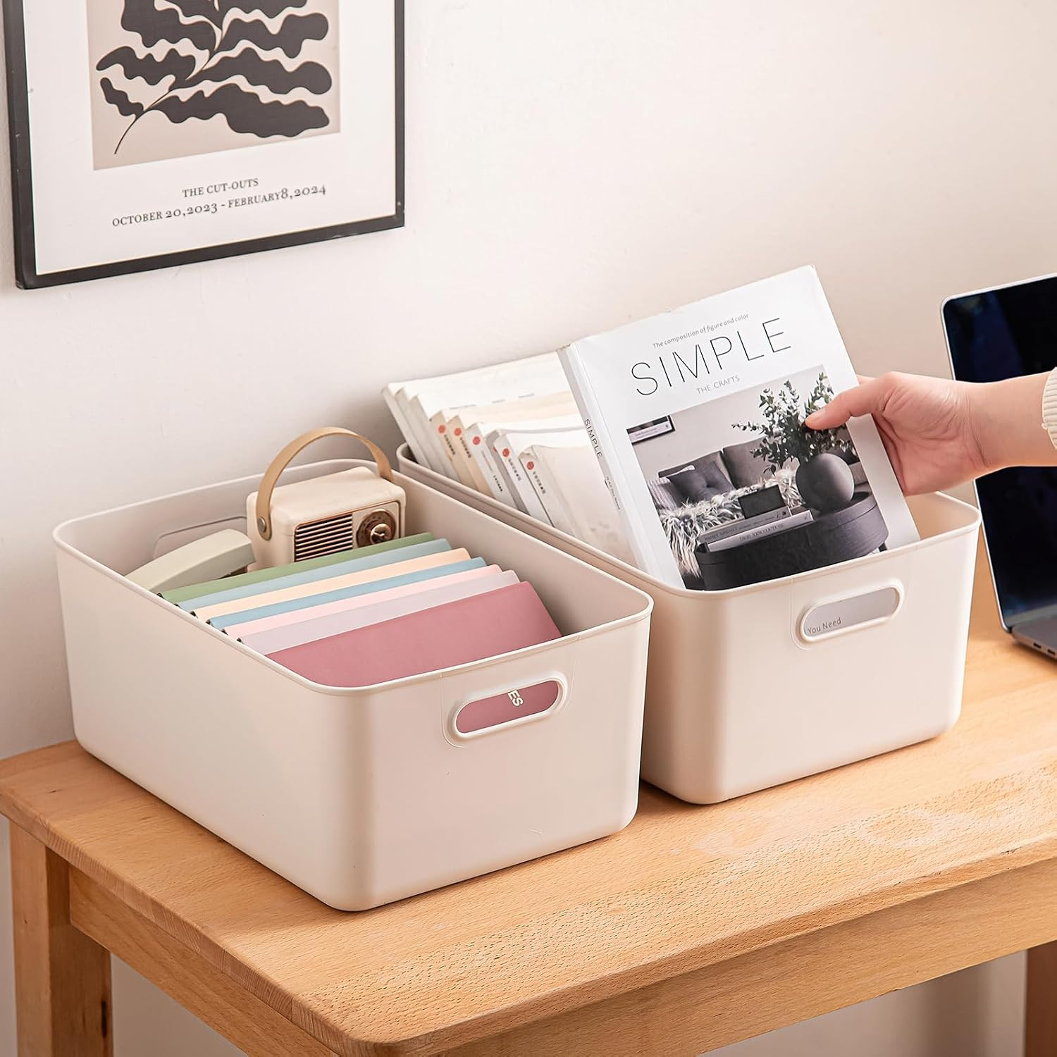 Stackable Plastic Storage Bins with Lid – Organizing Baskets for Home & Office