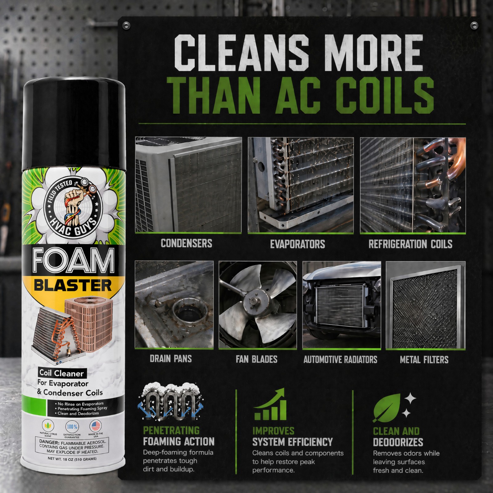 HVAC Guys Foam Blaster – Coil Cleaner & Deodorizer for HVAC & Automotive Filters