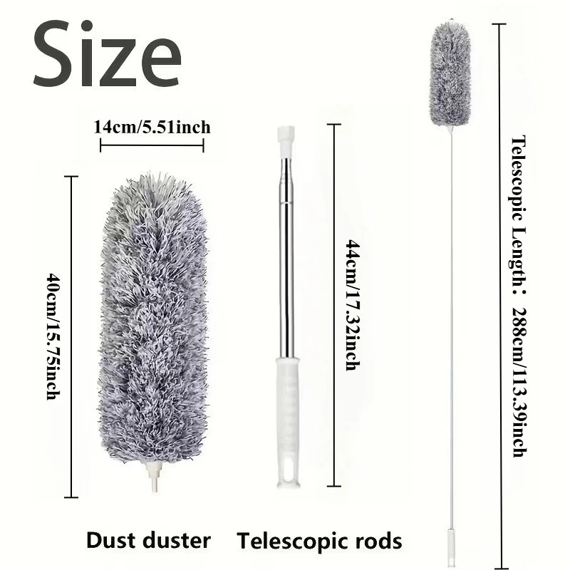 Duster with Extension Rod, Retractable Dust Brush, Microfiber Dust Brush, Reusab