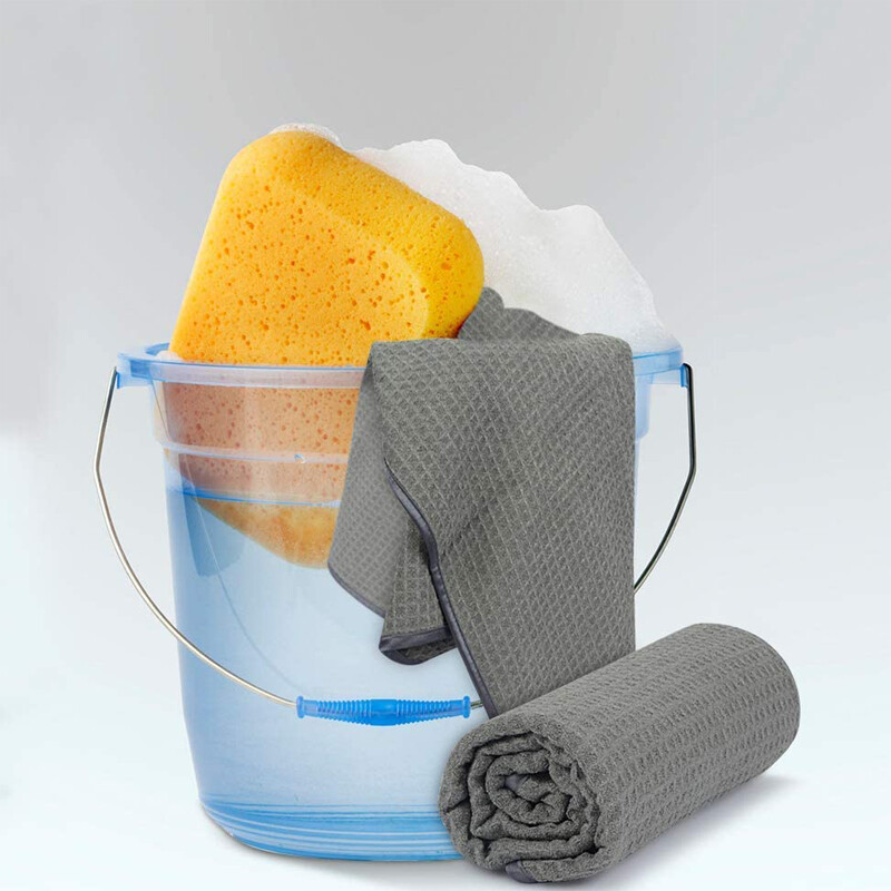 Large Gray 16″x24″ Waffle Weave Thirsty Microfiber Deluxe Drying Towel Auto Home