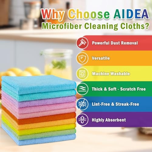 Microfiber Cleaning ClothPK, Cleaning Rags, 11.5in.x11.5in. 100 Multi-colored