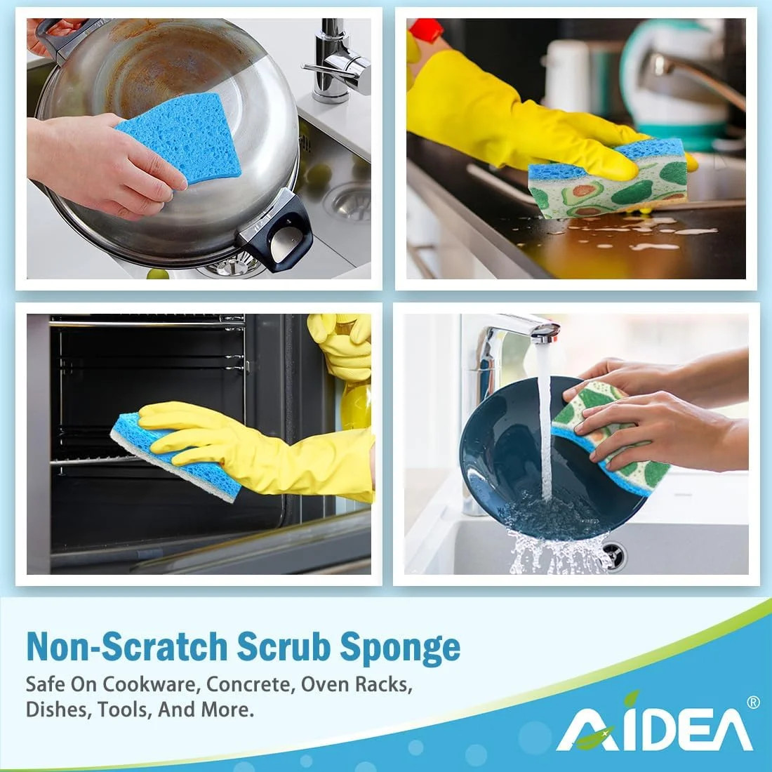 Sponges Kitchen, Non-Scratch Scrub Sponge-6Count, Sponges for Non-Stick Co