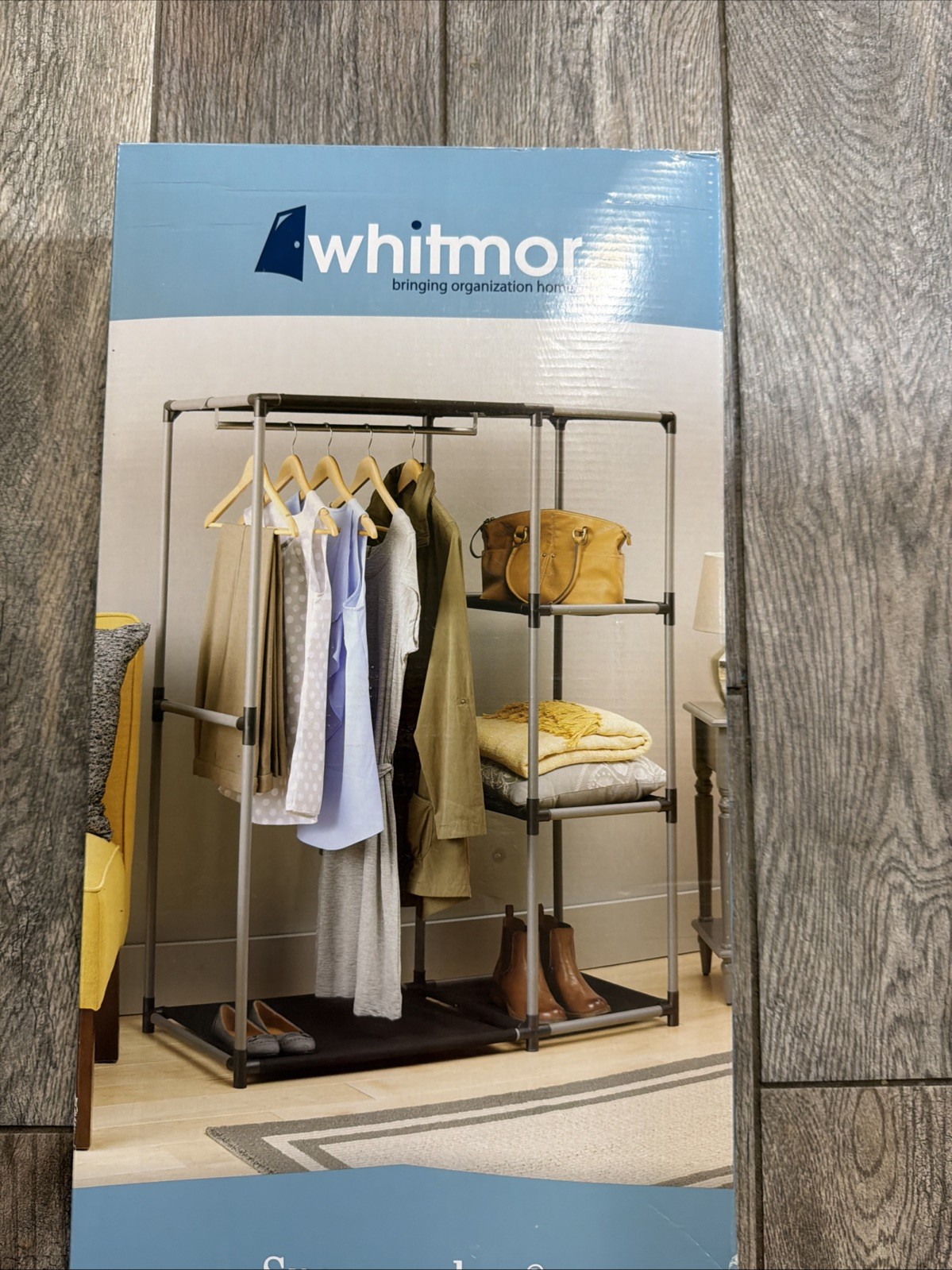 Portable Clothes Closet Wardrobe Organizer Double Rod w/ Shelves Steel Frame