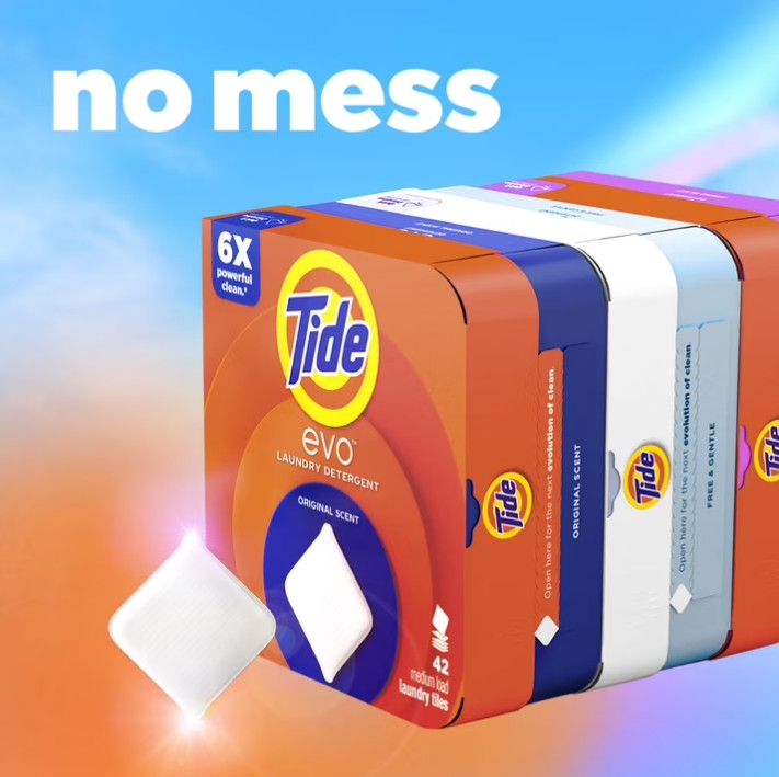 2 PACK Tide Evo Laundry Detergent Tiles, Original Tide Scent, 42 Count PACK