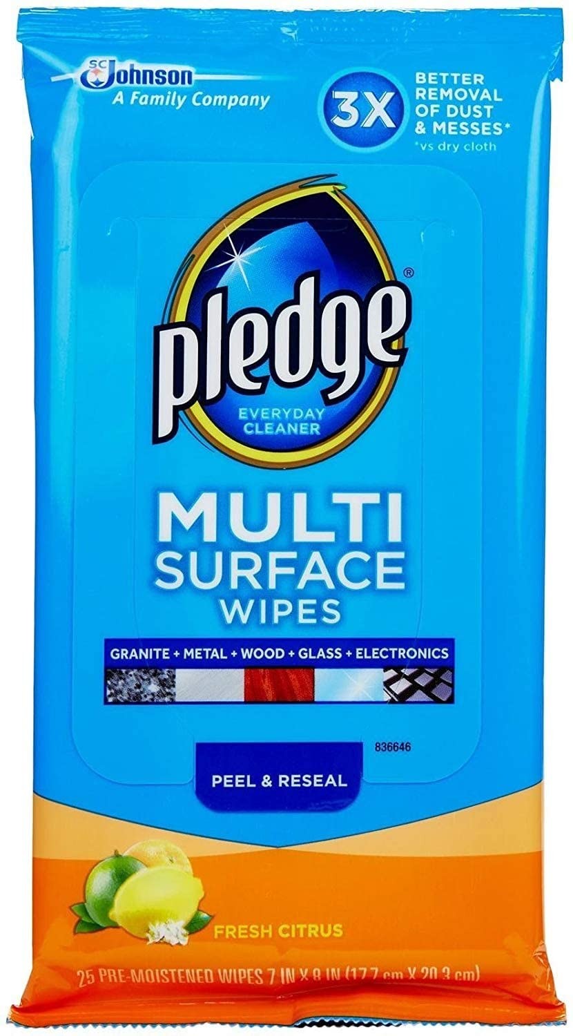 Pledge Multi Surface Wipes, Fresh Citrus, 25 Count