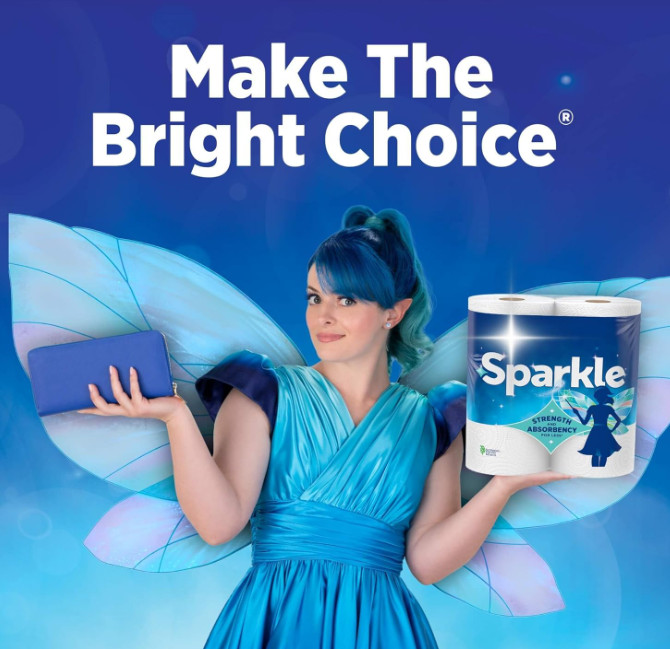 Sparkle Tear-A-Square Paper Towels, 2 Double Rolls (220 Sheets Total) – Strong 2
