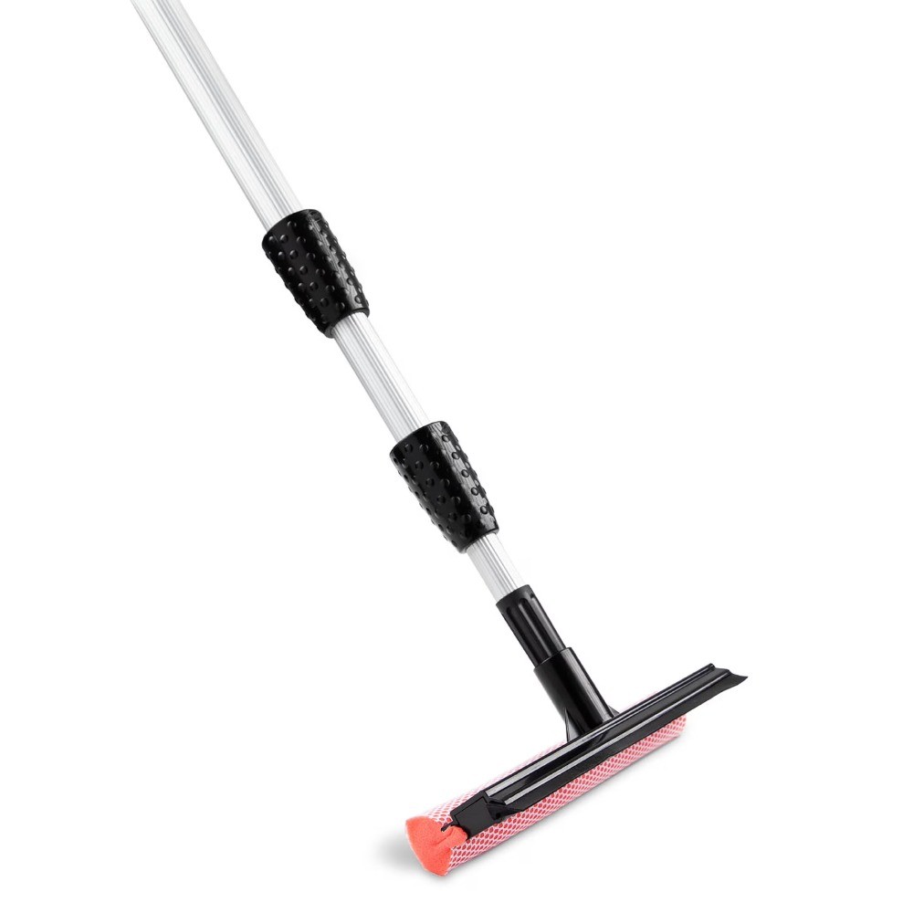 Black and Red Telescopic Window Washer Squeegee