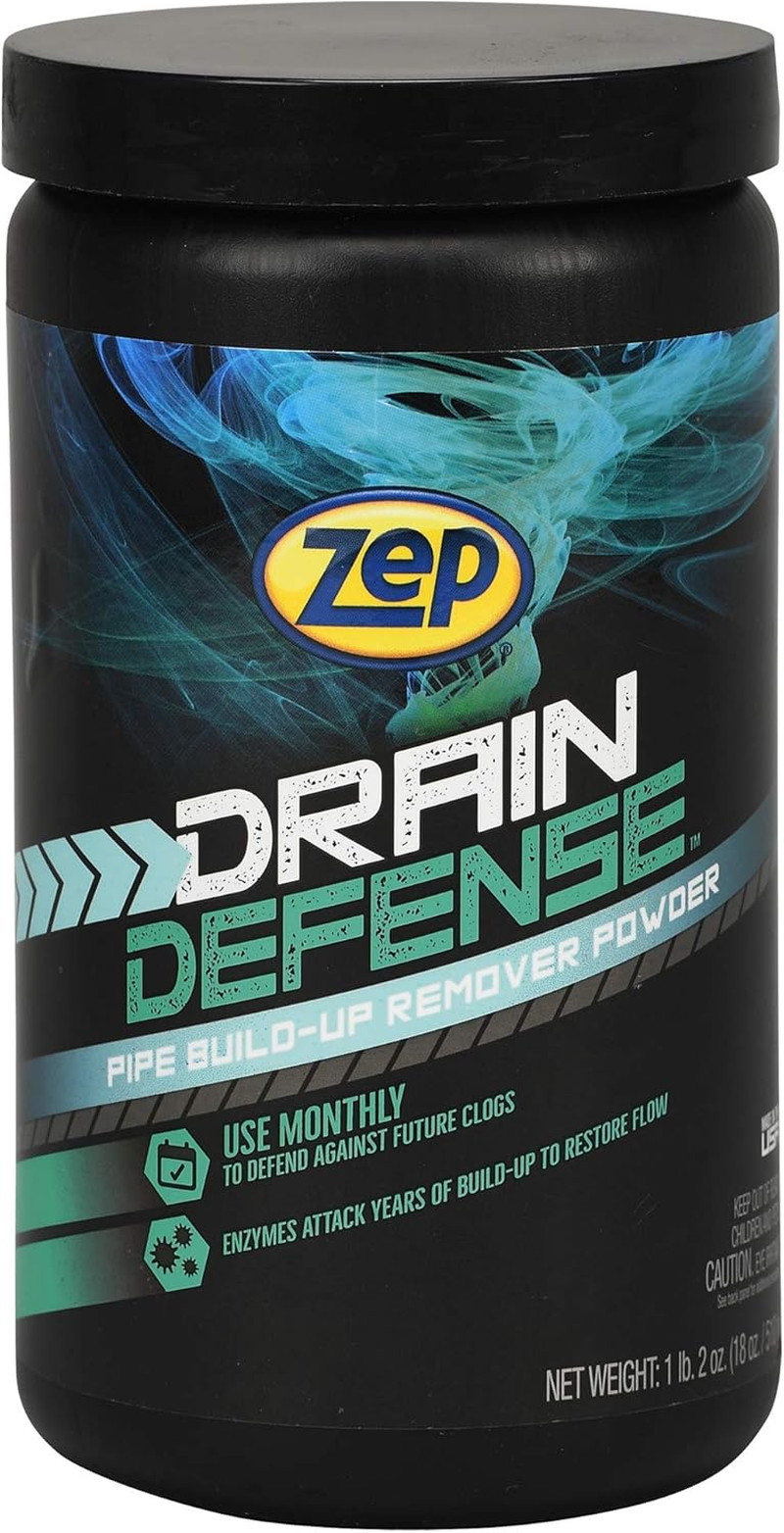 Zep Drain Defense Enzymatic Drain Cleaner Powder – 18 Ounces – ZDC16 – Safe for