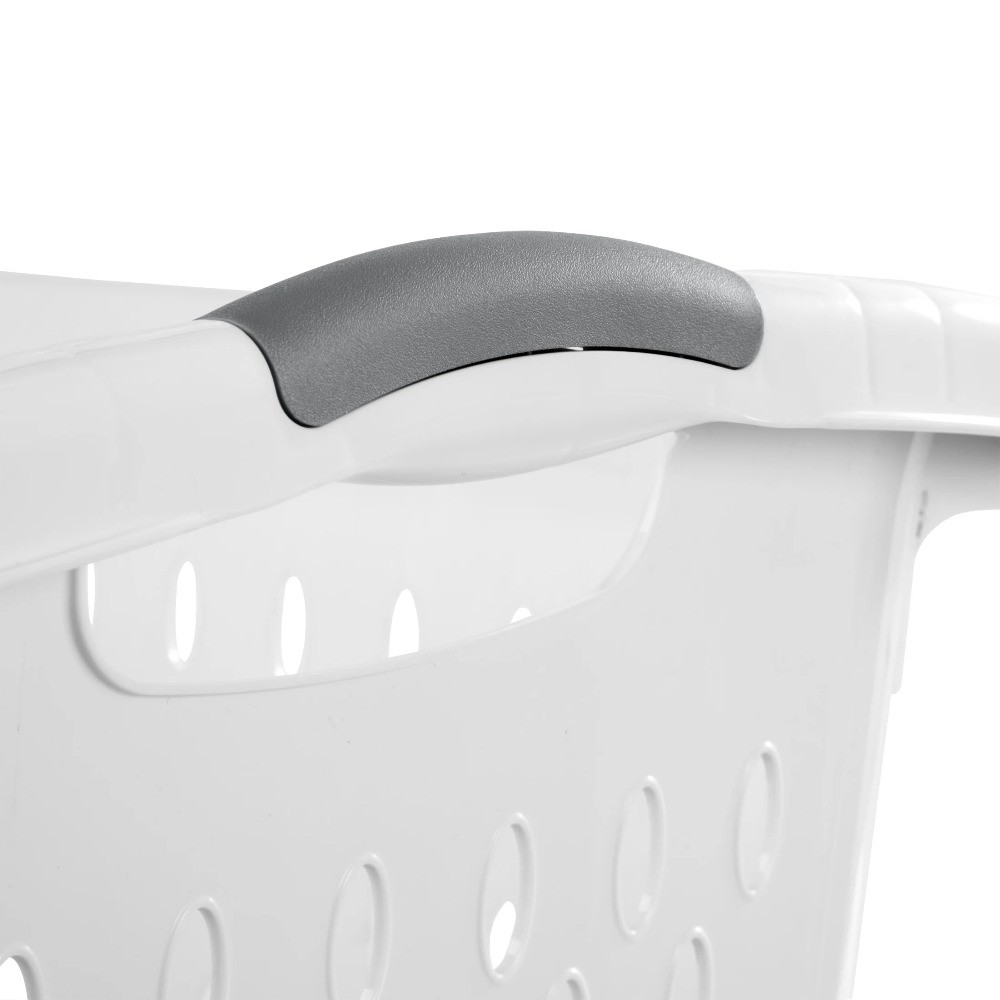 Extra Large 2.7 Bushel Plastic Laundry Basket with 2 Carry Handles, White, Adult