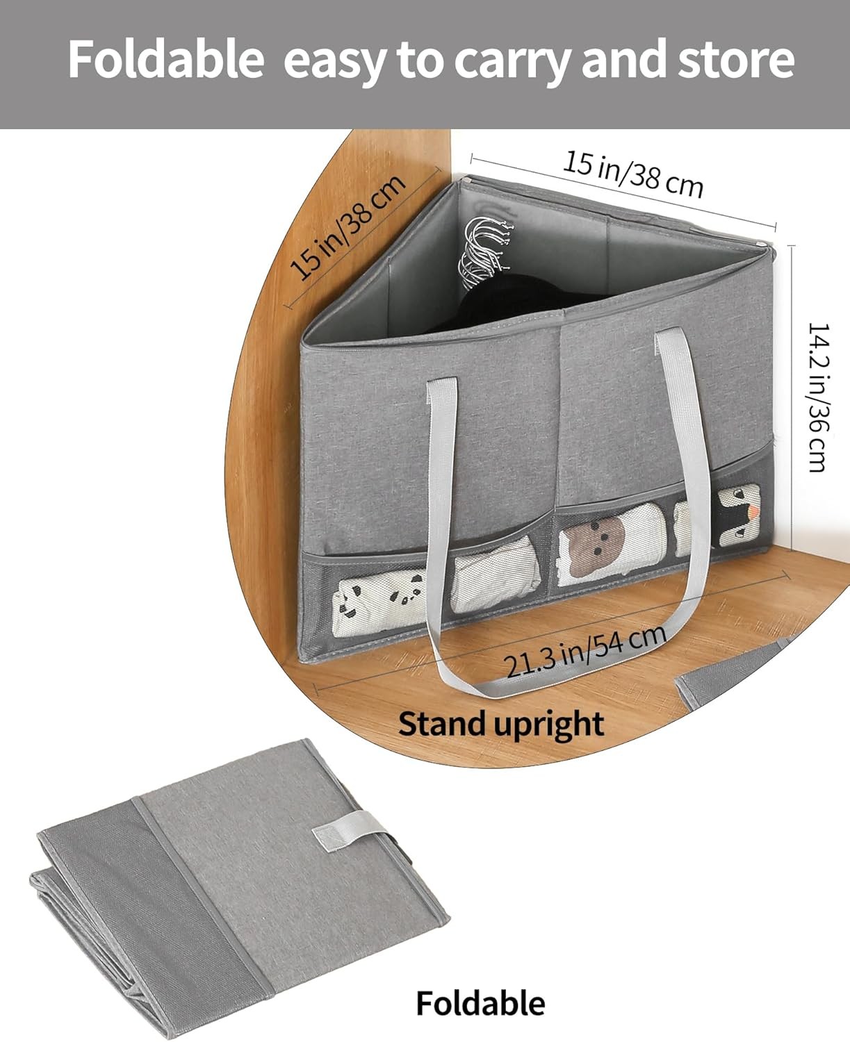 2 Pack Rigid Hanger Organizer, Triangle Storage Bin with Lid, Hanger Holder