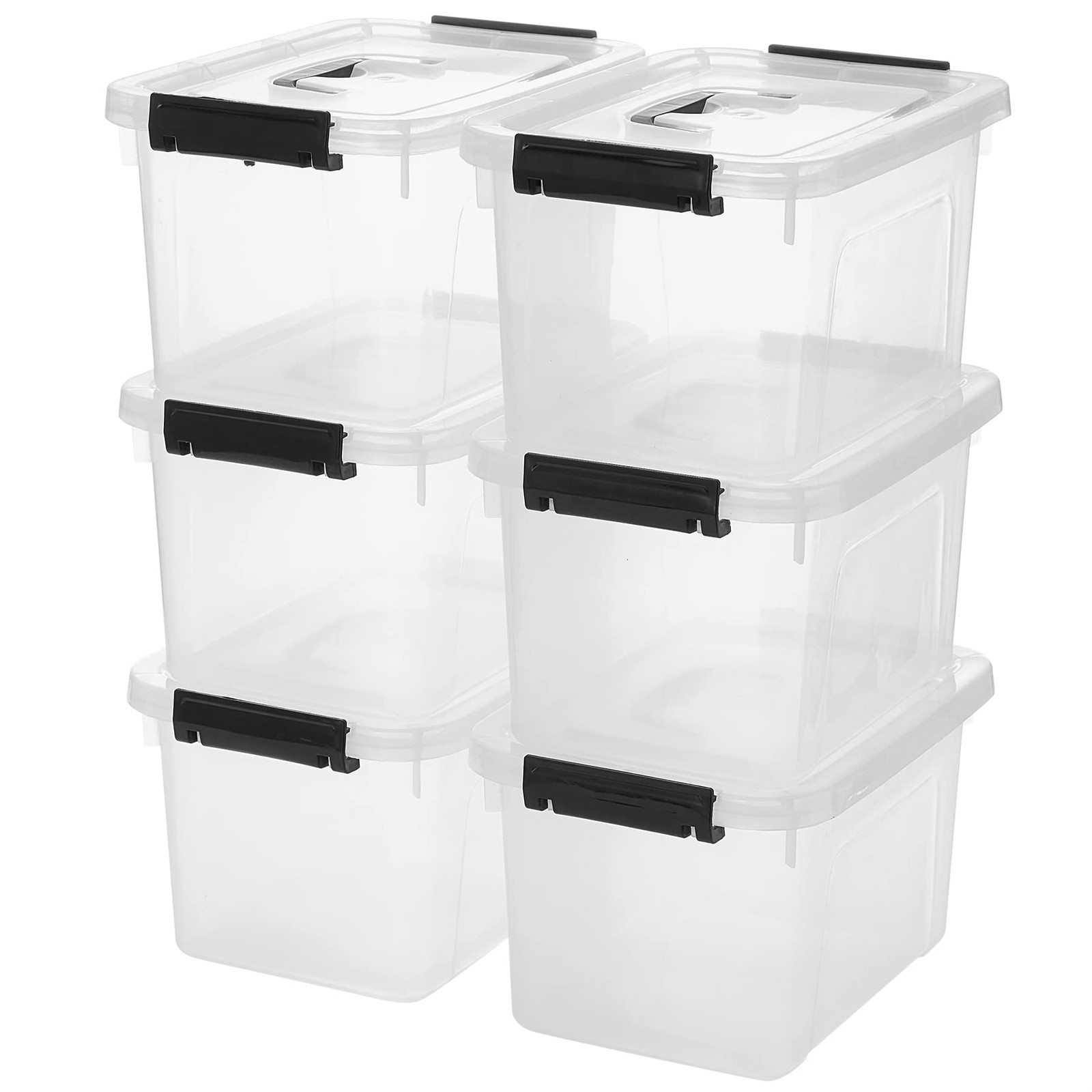 6 Quart Clear Storage Latch Box/Bins, 6-Pack Plastic Container with Latches a…