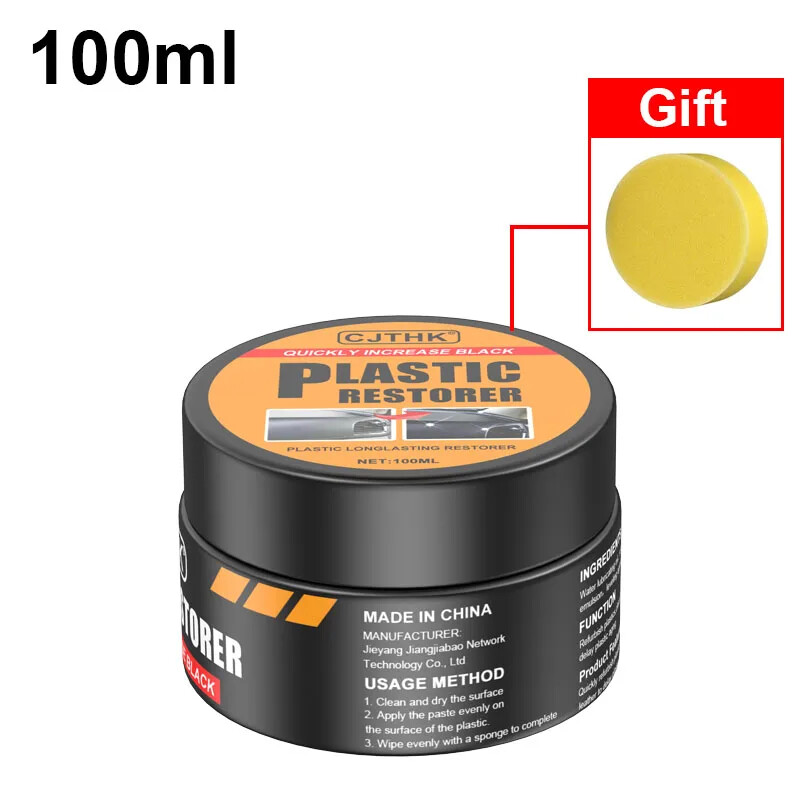 Car Plastic & Leather Restorer – Clear Wax Coating for Deep Black Gloss Shine