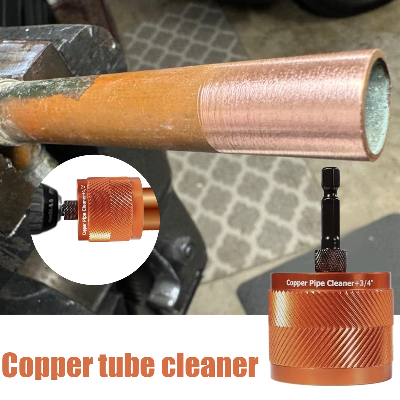 Pipe Cleaner Tool Metal Copper Pipe Cleaner Polishing With Brush—