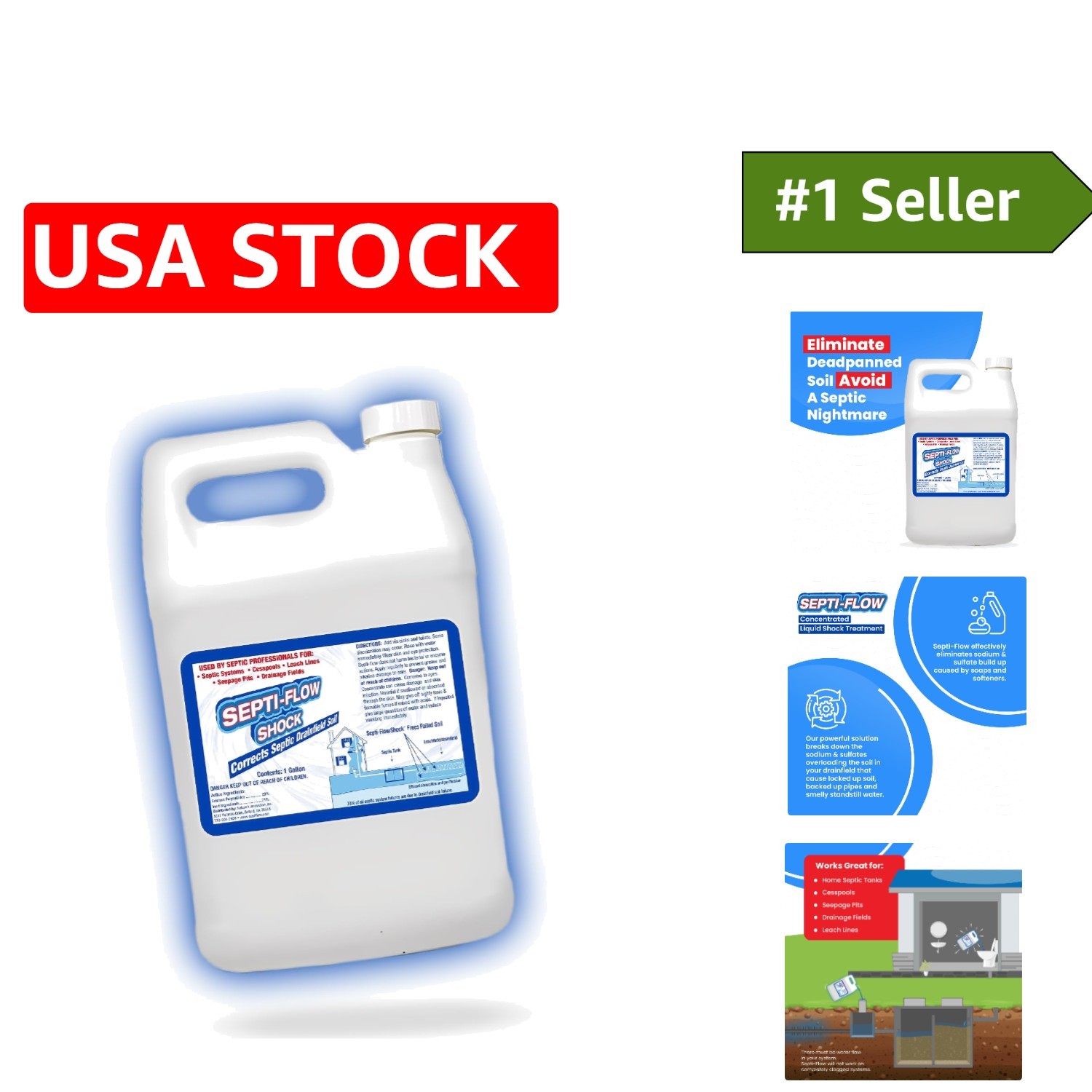 Efficient Septi-Flow Shock – Biodegradable Drainfield Repair, 128 Fl Oz Liquid