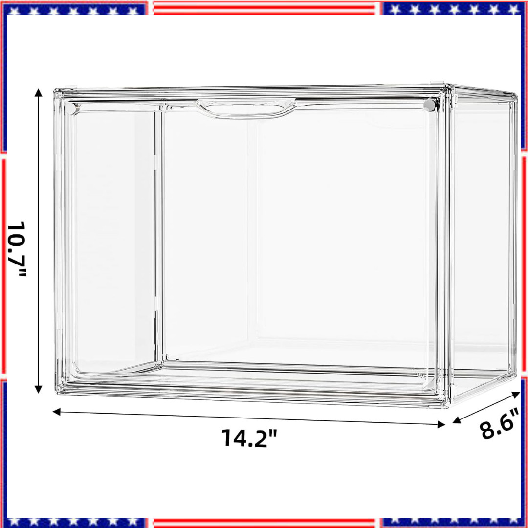 Clear Acrylic Display Case, Large Stackable Storage 1 Pack, X Large-Clear