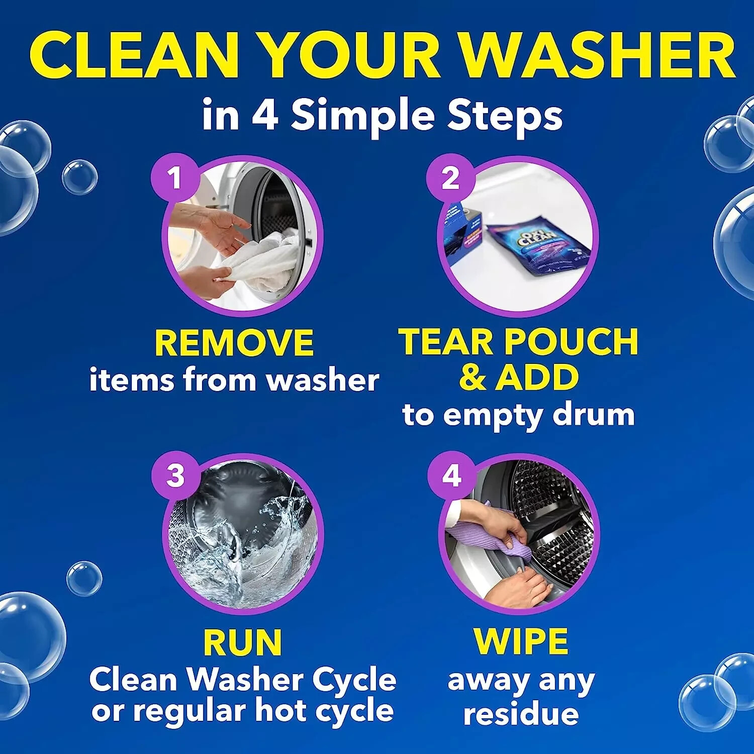 Oxiclean Washing Machine Cleaner with Odor Blasters, 4 Count