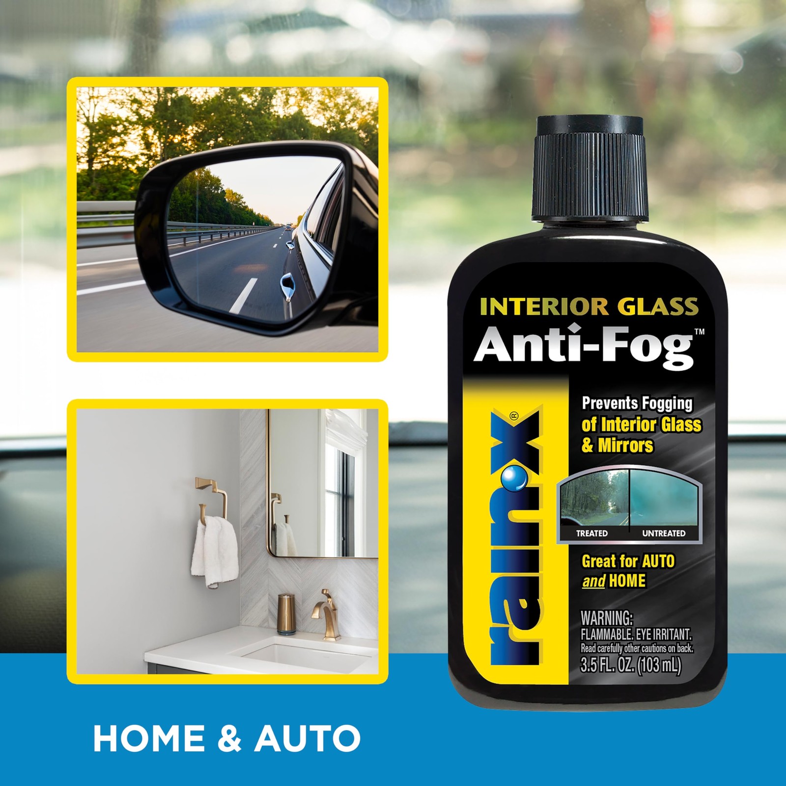 Rain X 3.5 oz Anti-Fog Treatment for Windshields and Mirrors – Unscented Formula
