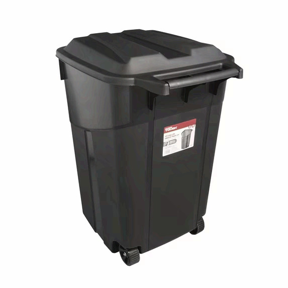 (2 pack) Hyper Tough 45 Gallon Wheeled Heavy Duty Plastic Garbage Can, Black
