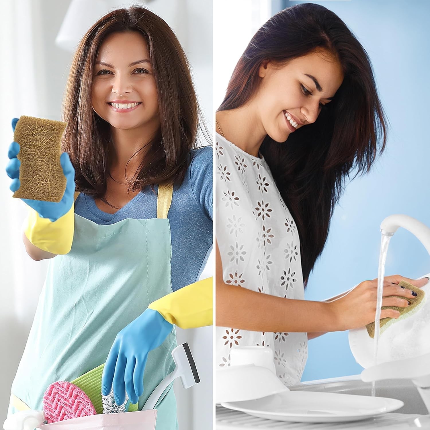 Biodegradable Natural Kitchen Sponge – Compostable Cellulose and Coconut Waln…