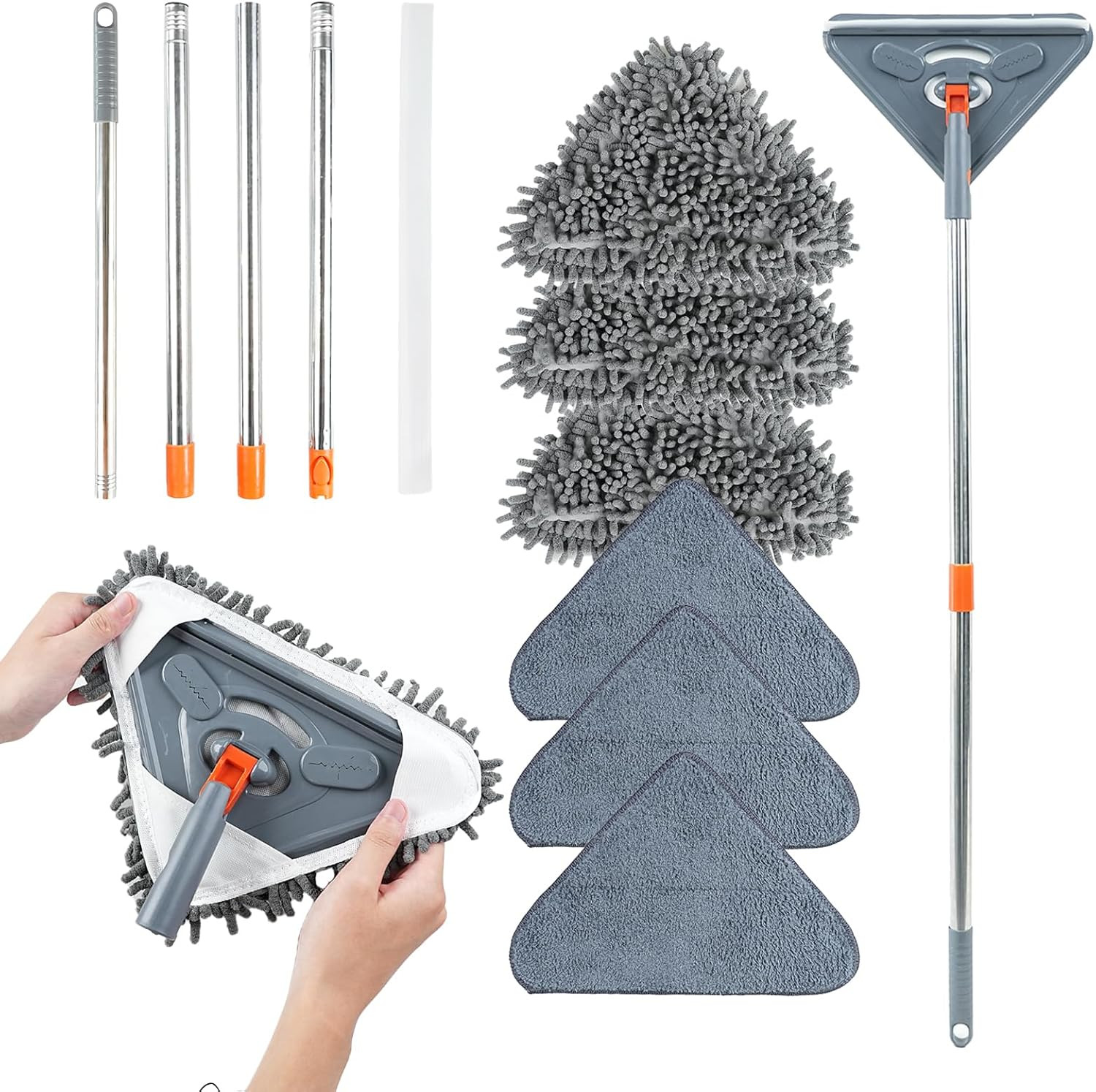 Long Handle Wall Mop & Baseboard Cleaner – Multi-Surface Dusting Tool for Walls,