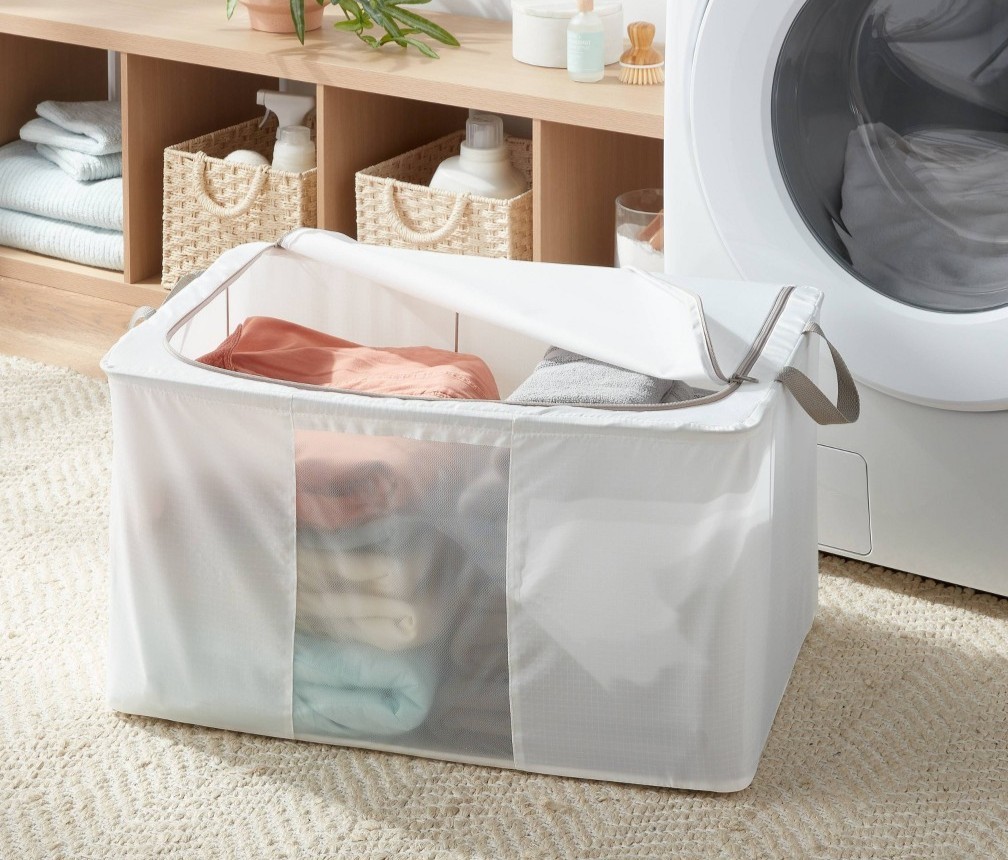 Brightroom Large Collapsible Storage Bin 24” L X 17”W X 14” H White