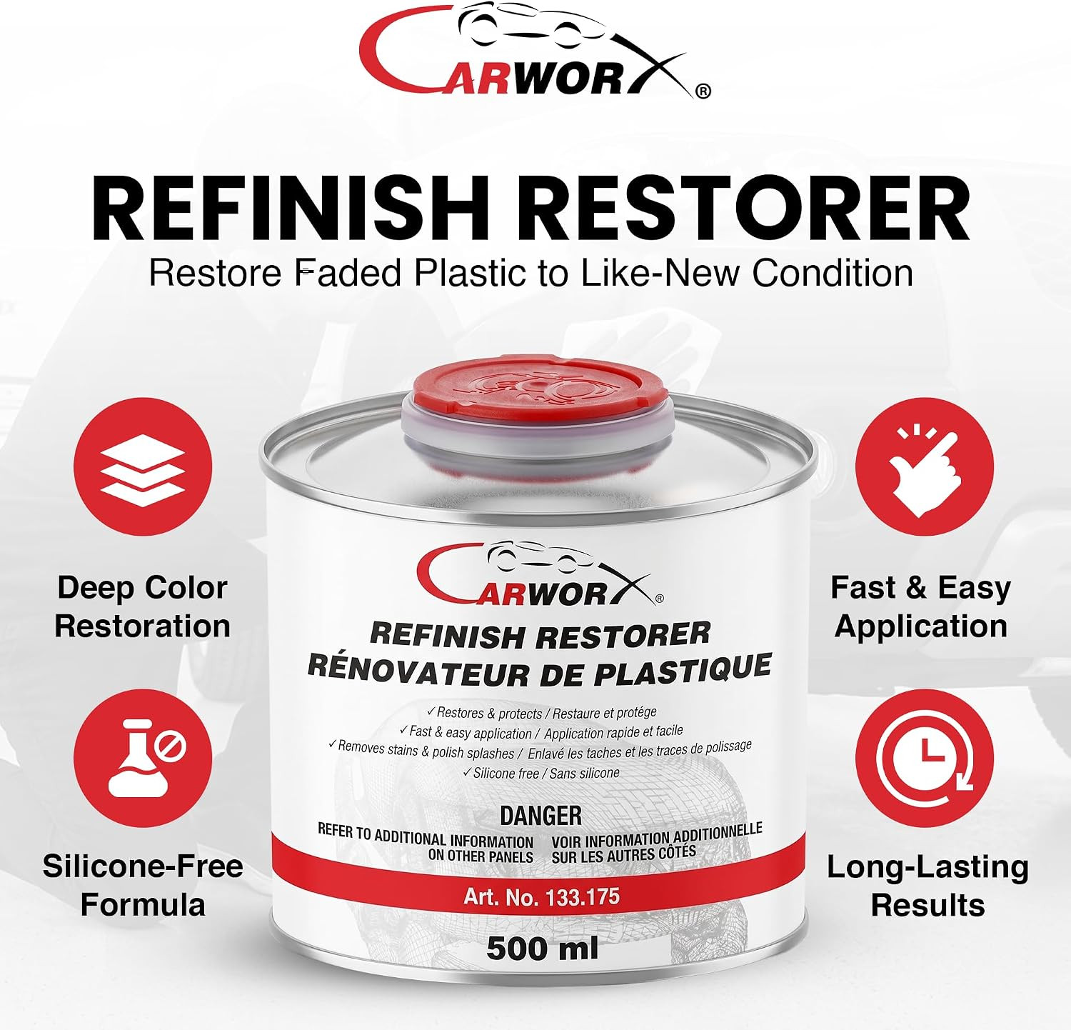Professional Plastic Refinish Restorer – 500ml, Silicone-Free, Body Shop Grade