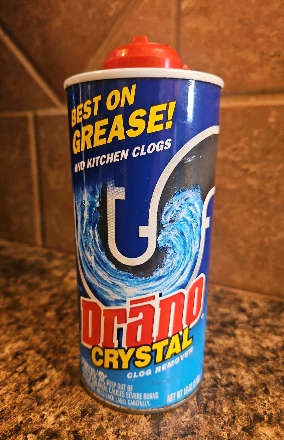 Drano Crystal Clog Remover, Grease/Kitchen Clogs, 18 Oz, Discontinued, 3/4 Full