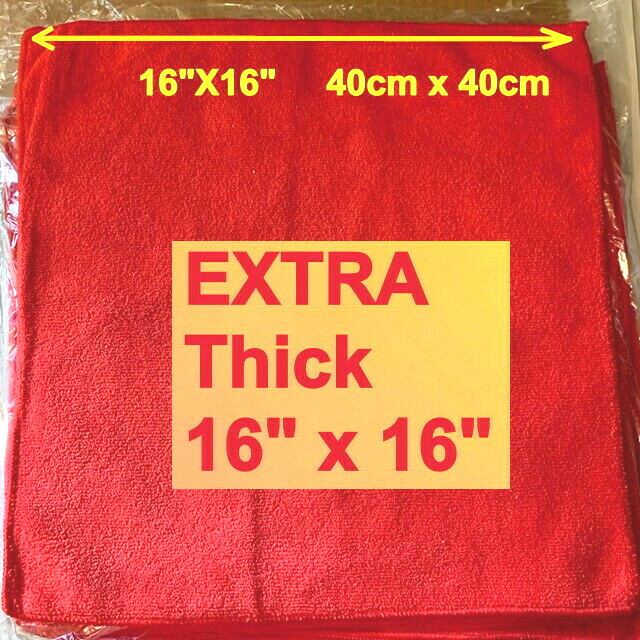 6 RED MICROFIBER CLEANING WASH CLOTH KITCHEN TOWEL RAG 16″x16″ CAR WINDOW BAR