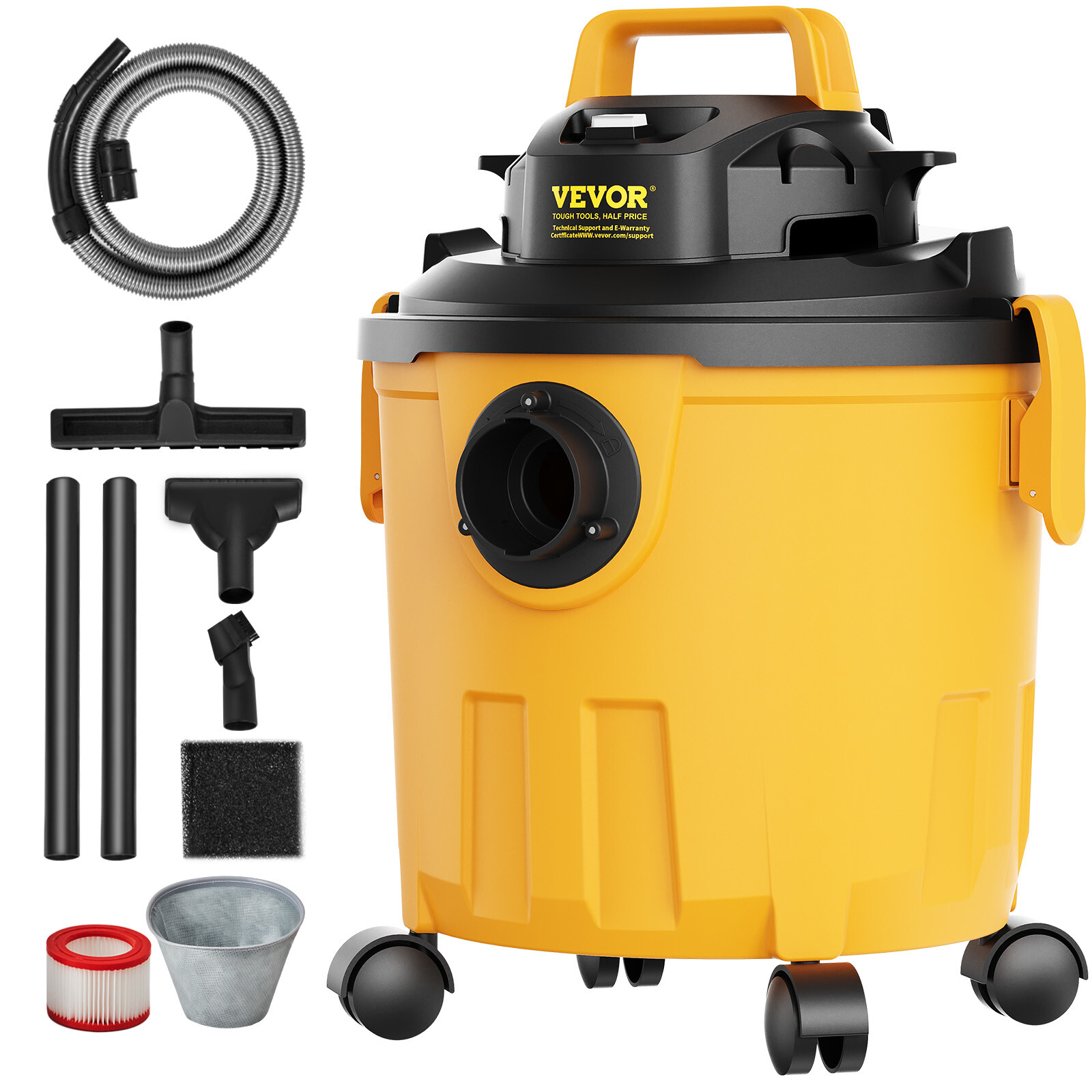 VEVOR Wet Dry Shop Vac Vacuum 5 Gallon 6 Peak HP Cleaner Portable Hose Blower