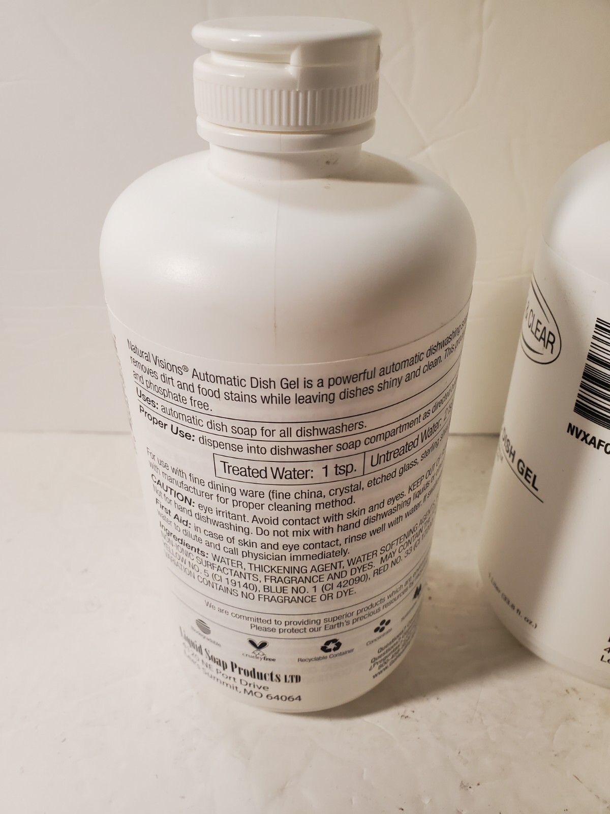 (3) Natural Visions Automatic Dish Gel Super Concentrate Free & Clear 1 Liter