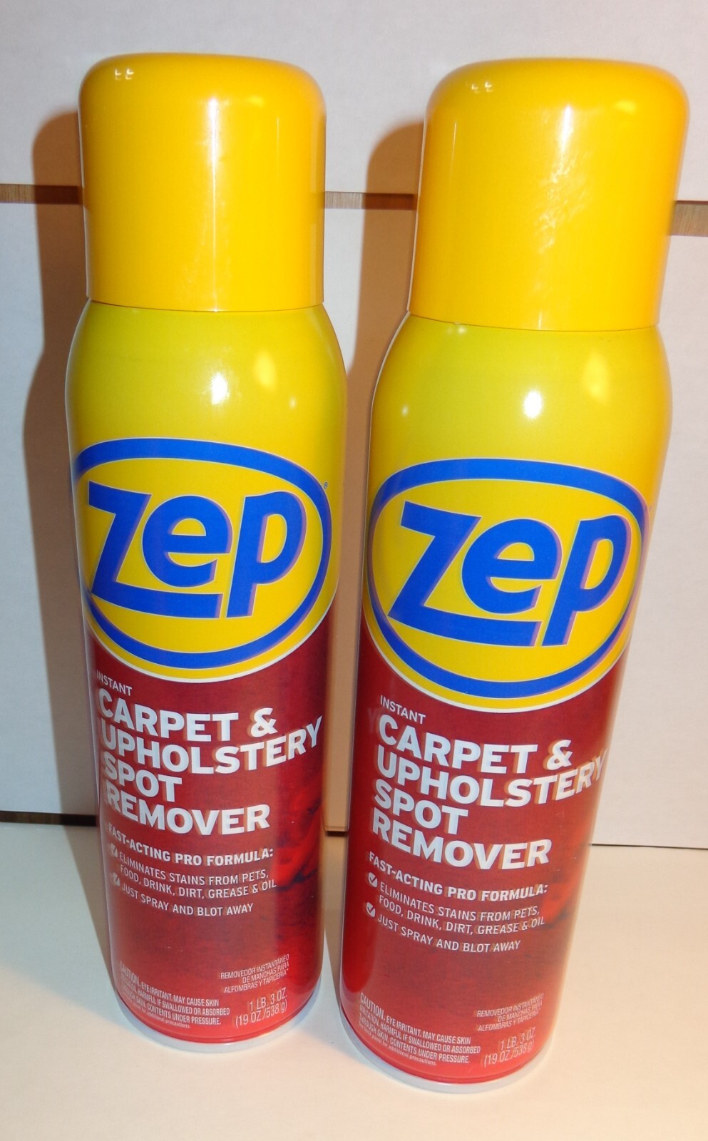 Pack of 2 Zep Instant Carpet & Upholstery Spot &Stain Remover 19 oz Aerosol cans