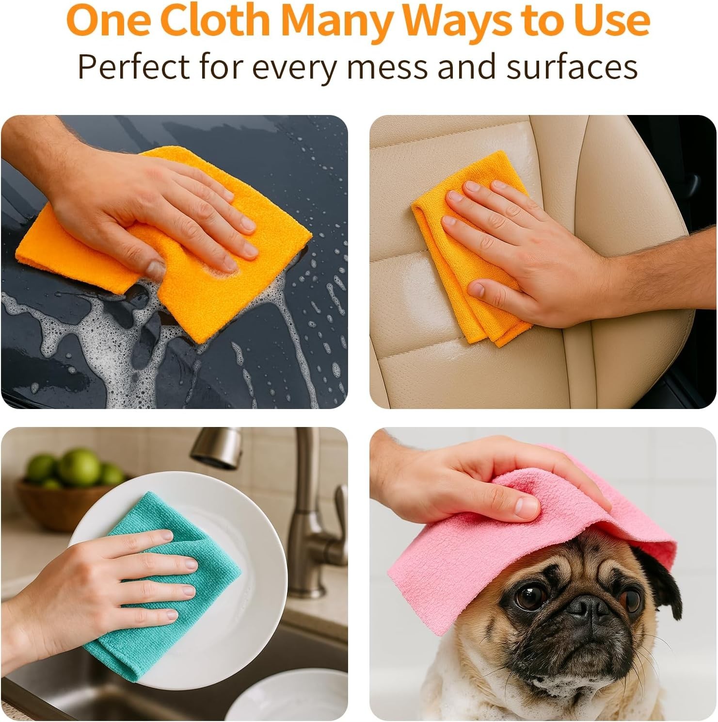 Microfiber Cleaning Cloth Roll, 50 Tear-Away Sheets, Reusable & Washable, Lin…