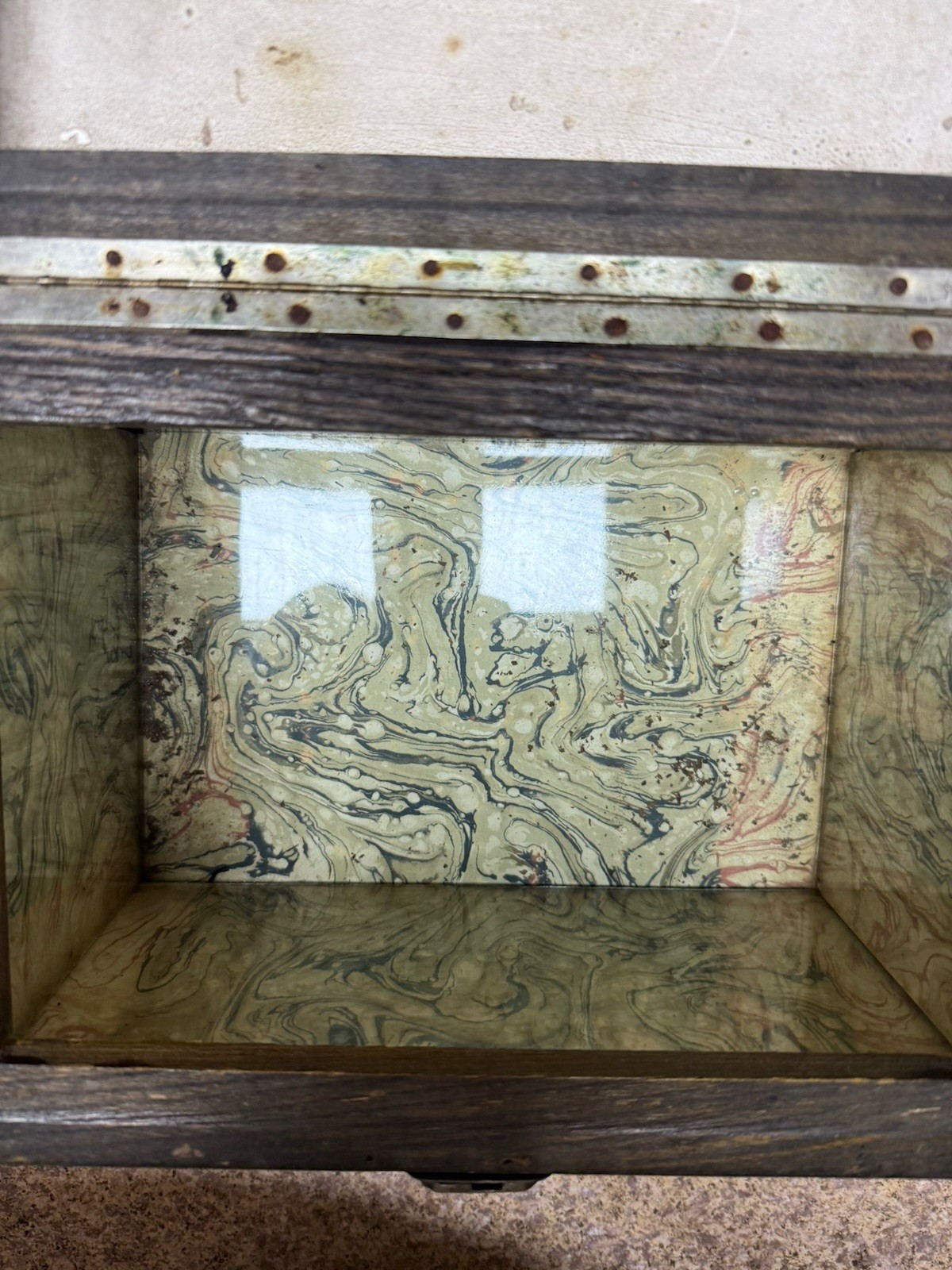 Handmade Lead Lined Wood Box Storage 9Lb 11.5×8.125×7.75”H W Lock No Key EUC