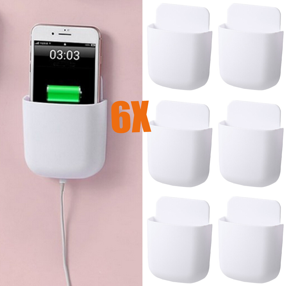 6X Wall Mounted Smart TV Remote Control Holder Home Offices Organiser Case White