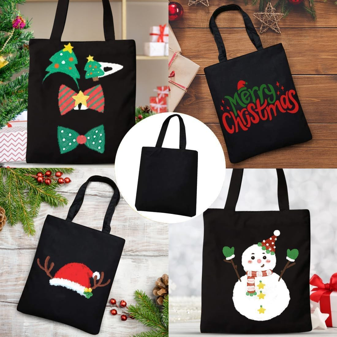 3 Pack Canvas Tote Bags, Heavy Duty Reusable Grocery Shopping Bag