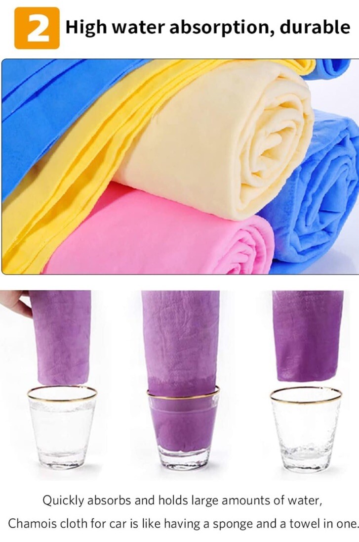 Clean Cham Synthetic Leather Towel 26 x 17 Drying Cleaning Car Boat Pet Chamois
