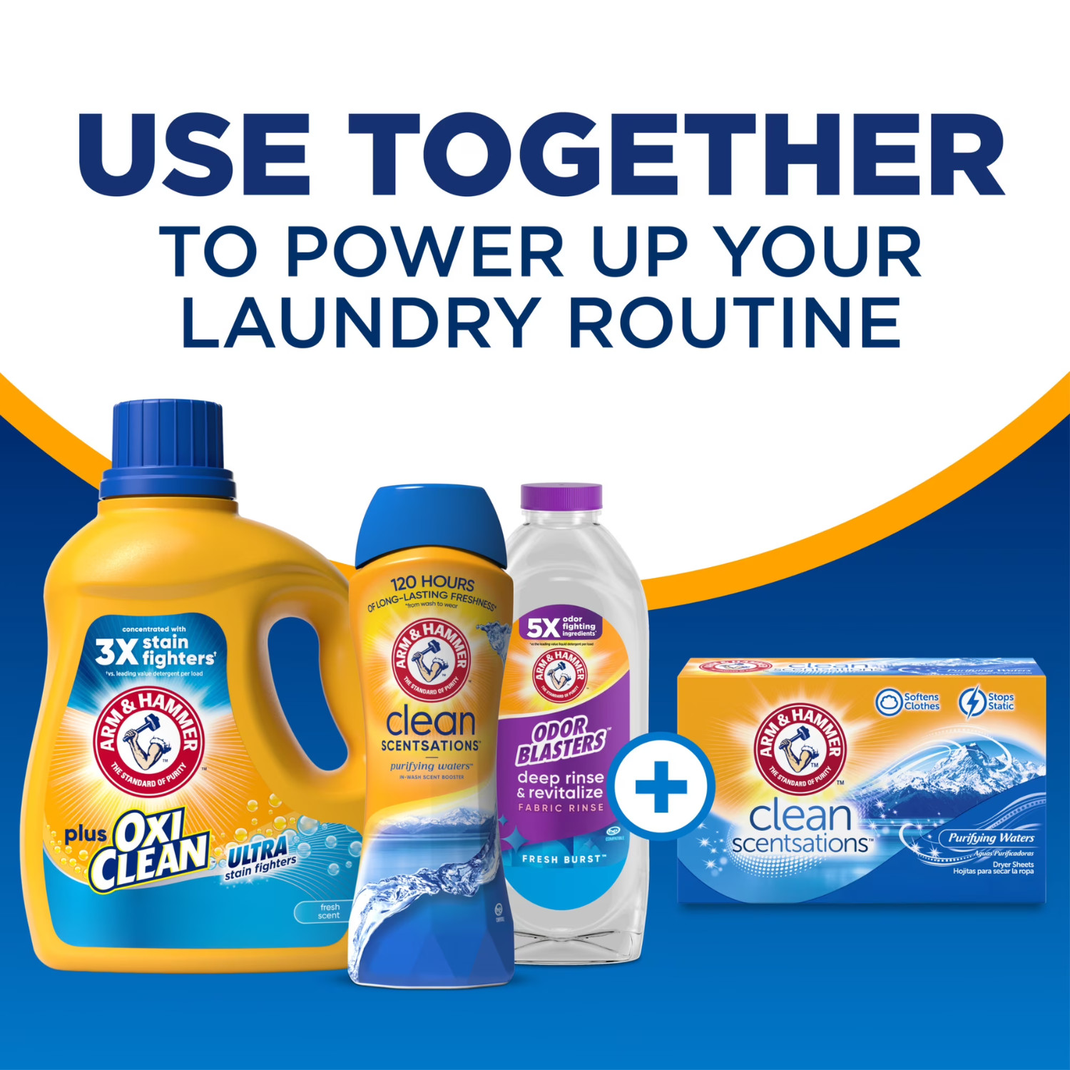 ARM & HAMMER Plus OxiClean Laundry Detergent Fresh Scent 158.6 Fl Oz, 2 Pack