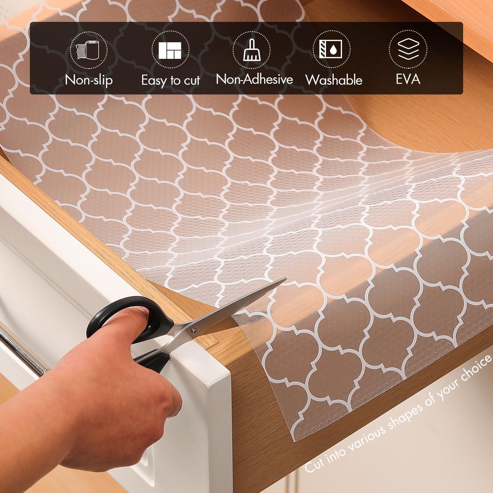Cooyes Shelf Liner for Kitchen Cabinets – 17.5″W x 78.7″L, Absolute White