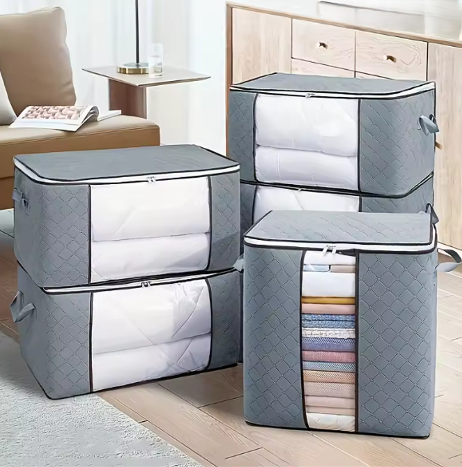 1 pc Extra Large Storage Bag with Handle Window Clothing Quilt Organizer