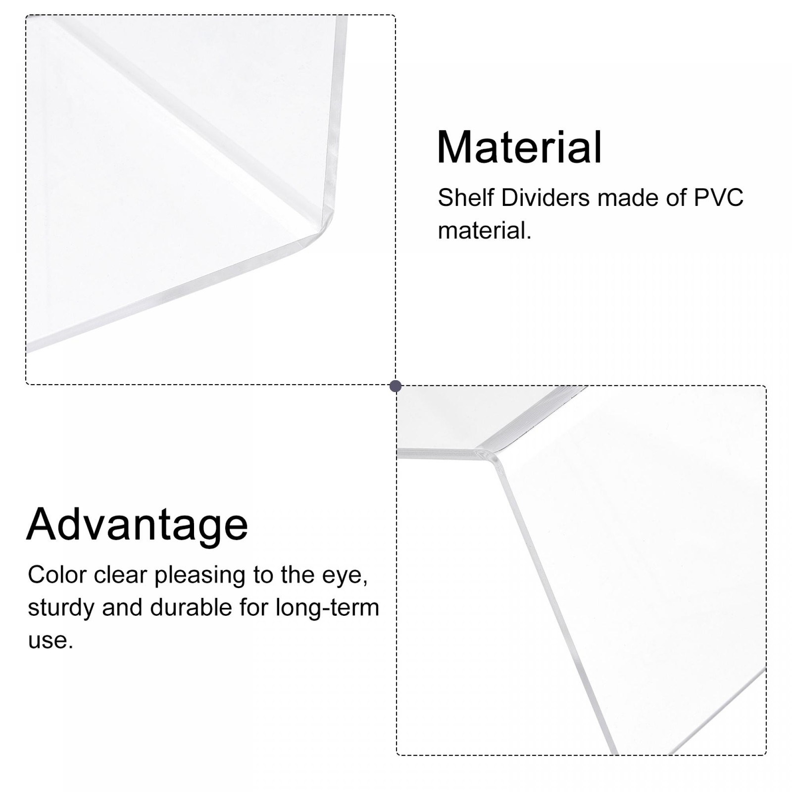 L Type Shelf Dividers, Acrylic Clear Closet Shelf Separator 10 x 8 x 10cm 6Pcs