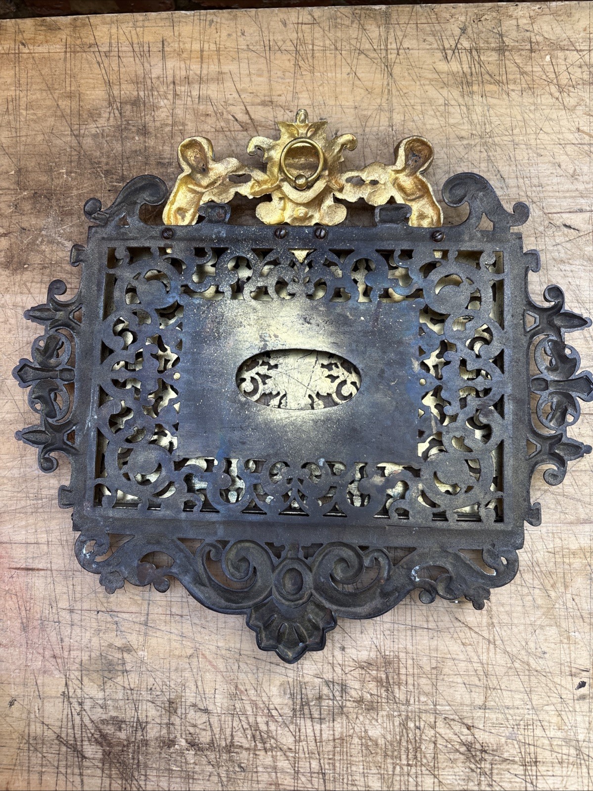 Antique Ornate Renaissance Design Solid Brass Wall Mounted Mail/ Magazine Holder