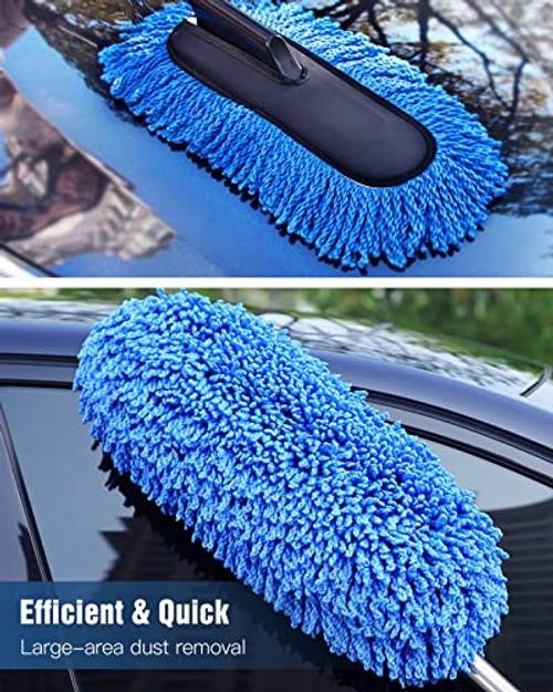 Car Duster Exterior Scratch Free Microfiber Car Cleaning Brush, 1 Pack Blue